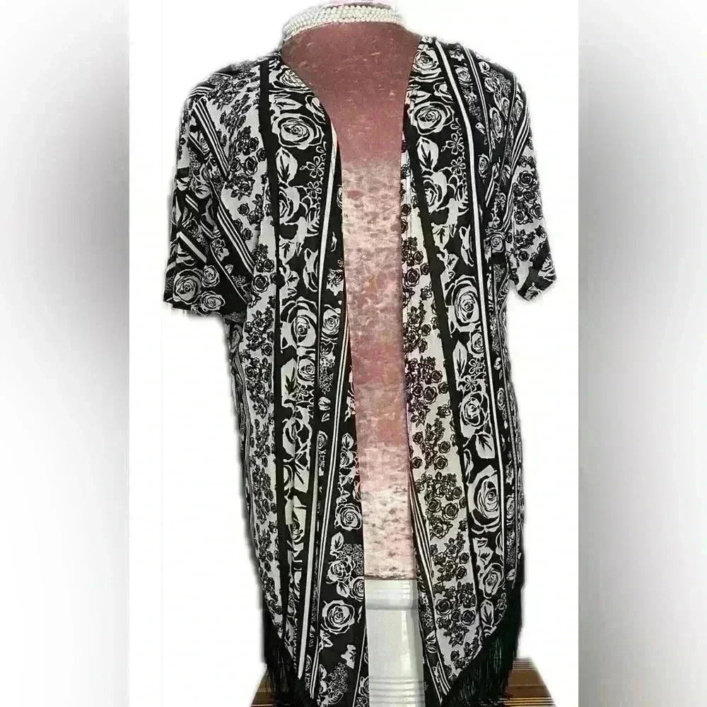 Siren Lily Fringe Floral Women's Kimono (308)